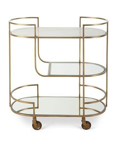 Diseño atractivo Forma redonda 3 Esclavos de vidrio Acero inoxidable Acabado dorado Carro para servir alimentos - Product Image 3
