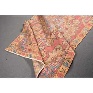 Rug, 4.1x7.3 ft Turkish Rug, <b>Red</b> Floral Rug <b>Wool</b> - Product Image 4
