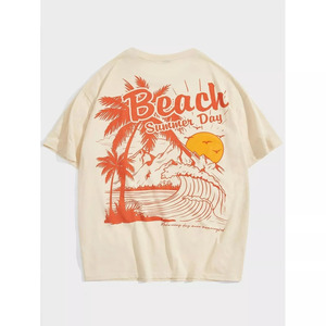 OEM Fabricante personalizado Impreso Vintage Lavado Desgastado Boxy Camisetas Sun Faded Gráfico Serigrafía de punto en blanco - Product Image 1
