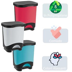 Tontarelli Idea 18L Pedal <strong>Bin</strong> Black with Light Grey Bucket Waste <strong>Bin</strong> - Product Image 2