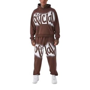 2025 mejor calidad 100% algodón de gran tamaño para hombres logotipo personalizado serigrafiado y estampado de pantalla desteñido al sol chándales transpirables para hombres - Product Image 1