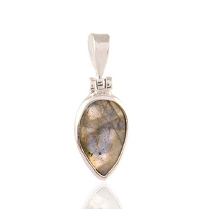 Pendentif élégant en argent sterling 925 de haute qualité, pendentif fin en labradorite de feu bleu poli et lisse, cadeau de bijoux - Product Image 2