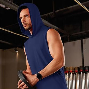 Hip Hop <b>Mens</b> <b>Sleeveless</b> T Shirt Workout Hooded Tank Tops Unisex Cut Off T Shirts <b>Sleeveless</b> <b>Hoodies</b> Gym Fitness Streetwear - Product Image 3