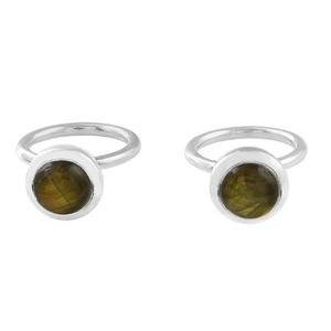 Vente en gros de fournitures de fabrication de bijoux Bague empilable en labradorite naturelle en argent sterling S925 - Product Image 2
