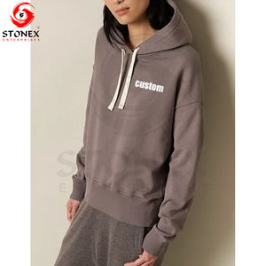 Wholesale Custom Heavyweight Cotton <b>Zip</b>-<b>up</b> <b>Hoodie</b> for Women French Terry Plain with Front Logo for Winter - Product Image 6