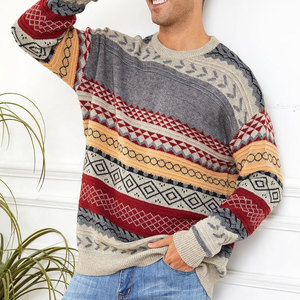 Pull en mohair pour homme, logo personnalisé, jacquard, lettres, luxe, col rond côtelé, streetwear, pull en laine mohair tricoté pour homme - Product Image 5