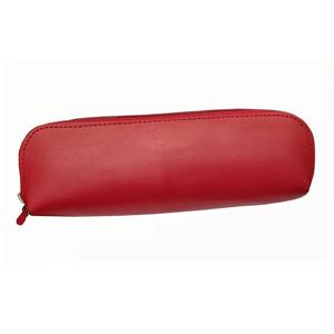 Étui à lunettes simple avec fermeture éclair en cuir véritable rouge de qualité supérieure - Product Image 1