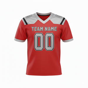 Maillots de football américain personnalisés pour adultes, manches courtes, respirants, option grande taille, 100 % polyester, col en V - Product Image 1