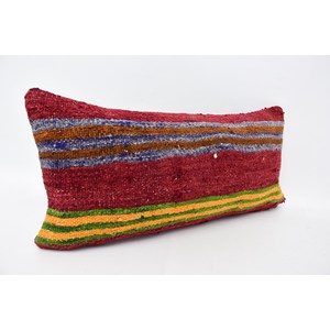 Almohada de lana de retazos Kilim Multicolor, 12x24 pulgadas, patrón de hojas Vintage de lujo, cojín decorativo tejido de 18x18 - Product Image 3