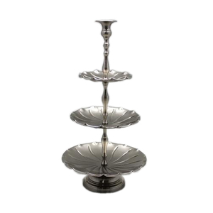 Hammered Round Shaped Metal Aluminium <b>Cake</b> <b>Stand</b> 2 <b>Tier</b> Decorative Luxury Tabletop <b>Cake</b> Serving <b>Stand</b> - Product Image 2