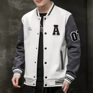 Veste universitaire de baseball de base d'hiver pour hommes, coupe-vent, réversible, col montant, tissu en toile - Product Image 3