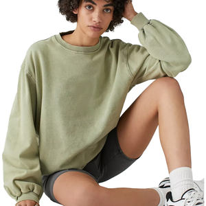 Mujeres Hip Hop Pullovers Street Style Sudaderas Venta al por mayor OEM Pullover Liso Cuello redondo Sudaderas para mujeres - Product Image 4