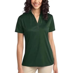 100% algodón de alta calidad para mujer para blusa Polo Casual patrón sólido tejido Oxford camiseta con logotipo bordado personalizado - Product Image 5