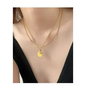 Collier superposé tendance en or 18 carats et titane avec perles rétro - Product Image 3