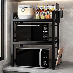 Portaoggetti da <span class=keywords><strong>cucina</strong></span> in metallo per la casa in acciaio telescopico multistrato ripiano Organizer per uso forno a microonde e pentola - Product Image 5