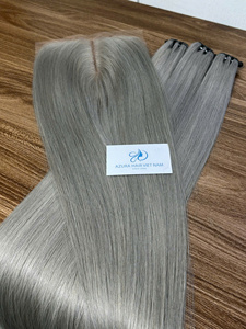 Extensions de cheveux humains vierges Remy Azura Hair Vietnam Closure Super Double Drawn Machine Double Weft, toutes couleurs, teintables, gris - Product Image 6