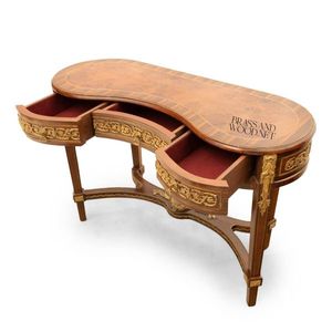 Mesa Consola de Madera Clásica de Lujo con Forma de Riñón y Adornos de Latón - Product Image 5