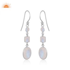 925 เงินสเตอร์ลิงประกายสายรุ้งมูนสโตนห้อยต่างหูเครื่องประดับสําหรับของขวัญผู้หญิงสําหรับเครื่องประดับที่กําหนดเองผู้ผลิต - Product Image 2