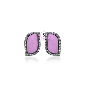 Boucles d'oreilles indiennes faites à la main en argent oxydé boucles d'oreilles en pierres précieuses belles boucles d'oreilles pour femmes bijoux pour la fête de mariage - Product Image 1