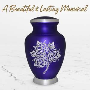 Purple Rose Urn-Urna de cremación grande para cenizas humanas con bolsa premium-Urna púrpura hecha a mano para cenizas de adultos-Honor Your - Product Image 5