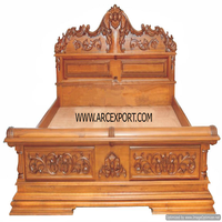 Camas de muebles de lujo antiguos de madera con mesa auxiliar Material de la mejor calidad Diseño de cuentas Decoración de muebles de males