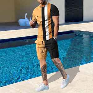 Ropa informal de verano para hombre, traje liso de 2 piezas, camiseta de verano y conjunto corto para hombre, venta a precio muy bajo - Product Image 6