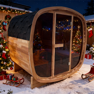 Sauna Tradicional de Vapor para 2-4 Personas, Construcción con Paneles de Cedro Rojo, Sauna Cuadrada con Puertas de Vidrio Tintado - Product Image 2