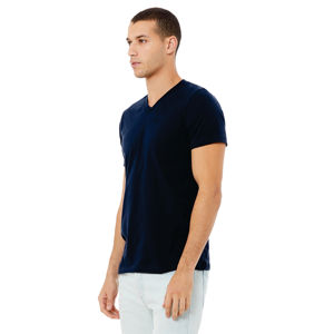 Camiseta con cuello en V unisex Azul Marino-100% algodón Airlume, suave y ligero, Jersey esencial de manga corta 4,2 oz - Product Image 2