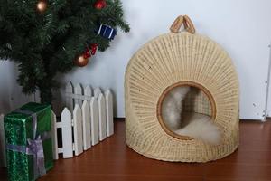 2023 Vietnamese FBA Amazon Rattan Pet <b>Bed</b> Woven <b>Dog</b> and Cat House with Handles Solid Pattern House Accessories for Pets - Product Image 4