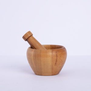 Juego de Mortero y Pilón de Madera de Haya Maciza - Molinillo de Especias de Madera Natural Hecho a Mano - Utensilio de Cocina Premium - Product Image 1