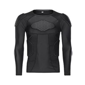 Chemise de sport à manches longues noire pour homme, rembourrée, compression, vêtements de sport protecteurs, vente en gros - Product Image 1