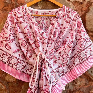 Indien main bloc imprimé Voile coton Caftan belles robes décontractées pour la plage nuits d'été robe en pur coton naturel pour la plage - Product Image 1