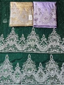 Tela envolvente de George bordada India hecha a mano de alta calidad para niñas, fabricación de vestidos, ropa elegante para fiesta de boda, lista para exportar - Product Image 3
