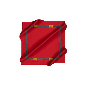 <b>Red</b> <b>Silk</b> Crepe Satin Patterned Square Scarf - Product Image 1