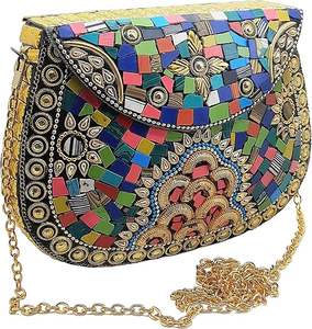 Mosaic Pattern Clutch Bag With Bohemian Fashion Touch Antique Mosaic Clutch Bag For Retro Fashion Lovers Mosaic Clutch Bag - Product Image 4