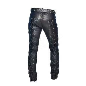 กางเกงหนังผู้ชายโลโก้สั่งทำ ผลิตจากหนังคุณภาพสูง ขายดี กางเกงหนังผู้ชายออกแบบตามสั่ง รับผลิตแบบ OEM - Product Image 2