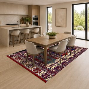 <b>RUGS</b> DEPOT LXDP-0252 Wholesale Red <b>Burgundy</b> Modern Vintage Digital Printed Machine Washable Chenille Area <b>Rug</b> Non Slip - Product Image 4