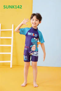 Ensemble de bain de qualité supérieure pour garçons, motif requin de dessin animé, slip de bain UPF 50+, imperméable, en Spandex/Nylon, antibactérien, OEM - Product Image 6