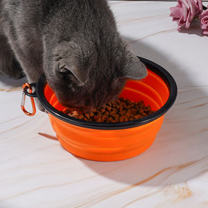 Mangkuk makanan kucing lipat, mangkuk air anjing lipat silikon luar ruangan dapat dilipat 2 dalam 1 - Product Image 3
