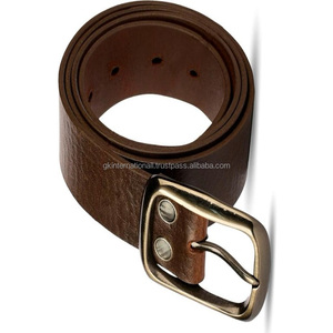 Ceinture décontractée en cuir marron de haute qualité pour hommes avec boucle en alliage sans zinc à une broche de style vintage dans des tailles personnalisées à bas prix - Product Image 5
