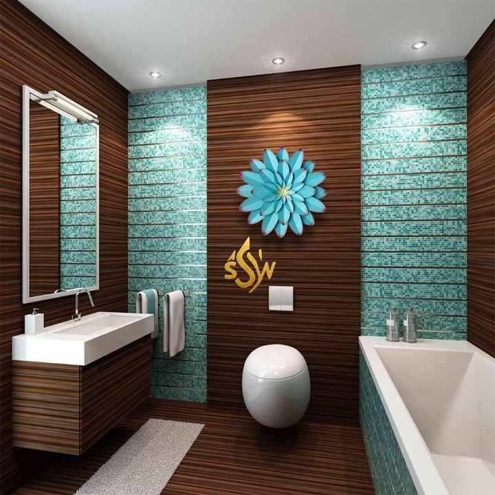 Fancy Design Wall Art Metal Wall Hanging Decor Blue Color Floral Handmade Modern Decorative Cafe and Hotels Wall Mounted Art