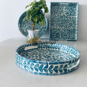 Bandeja de incrustaciones de nácar Tradebyd, bandeja de servicio decorativa hecha a mano para mesa de comedor y sala de estar - Product Image 6