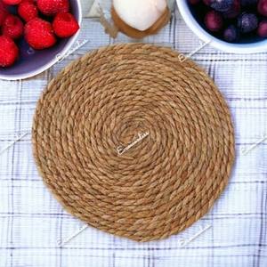 Natural Color Round Straw Woven <b>Placemats</b> for Dining Table <b>Set</b> of 6 Thick Rustic Kitchen <b>Placemats</b> From Water Hyacinth - Product Image 3