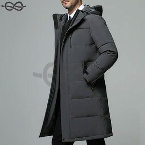 Abrigos de invierno informales para hombre, chaqueta acolchada larga con capucha y cremallera completa, ropa de abrigo cálida a prueba de viento para clima frío, Material de tela - Product Image 2