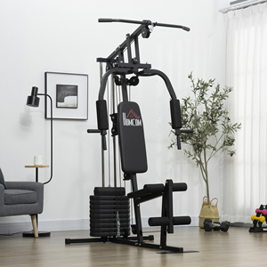 Station de fitness HOMCOM avec poids de 45kg pour l'entraînement à domicile, 135x103x210cm, noir - Product Image 2