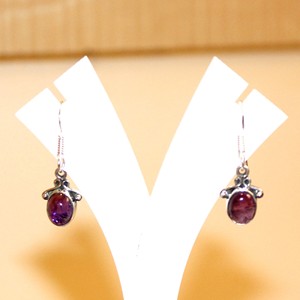 Boucles d'oreilles en argent sterling 925 de style ethnique avec pendentif améthyste en cristal de guérison fabriquées à la main au Népal avec idée de cadeau de mode turquoise - Product Image 4