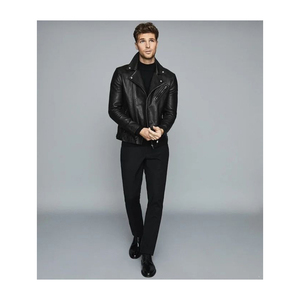 2022 vestes en cuir véritable élégantes pour hommes 100% chaudes avec décoration en fourrure et col à capuche manteau d'hiver à motif imprimé Offre Spéciale - Product Image 4