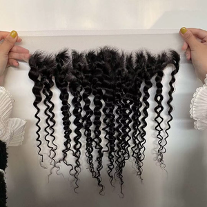 Achetez une perruque frontale HD en dentelle, cheveux brésiliens 100% vierges Remy, closure 13x4, Deep Wave, pièce capillaire premium - Product Image 2