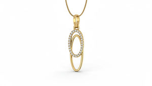 Gold Interlocking Oval Diamond Pendant With Smooth Linked Oval Shape Designed Modern Elegant And Timeless Jewelry Style - Product Image 4