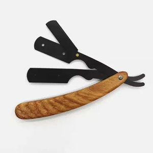 OEM logo Mango de madera Barbero Barba Afeitado Maquinilla de afeitar recta - Product Image 3